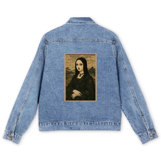 Gothic Geisha Mona Lisa Ukiyo-e Portrait with Men's Denim Jackets