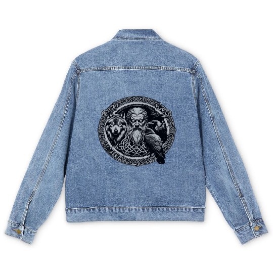 Viking Warrior Man Odin Thor Norman Walhalla Men's Denim Jackets