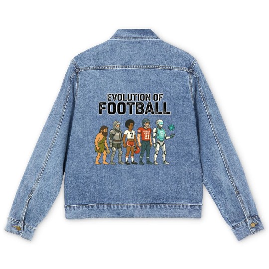 Football Evolution Timeline for Draft and Game Day Men's Denim Jackets
