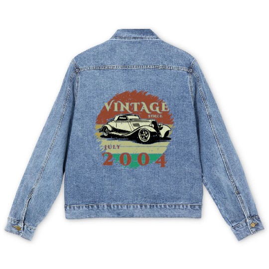 21st birthday Classic Car - Vintage since 07/2004 Men's Denim Jackets