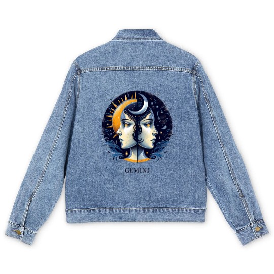 Zodiac Card Gemini Men's Denim Jackets