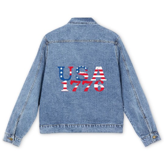 USA Established 1776 Stars Red White Blue Men's Denim Jackets
