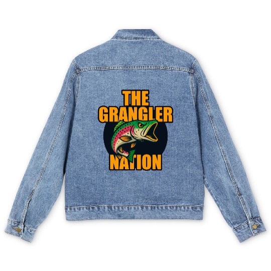 Grangler Nation (Rainbow Trout) Men's Denim Jackets