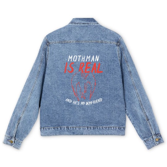 Mothman Is My Boyfriend For Cryptid Lover Men's Denim Jackets
