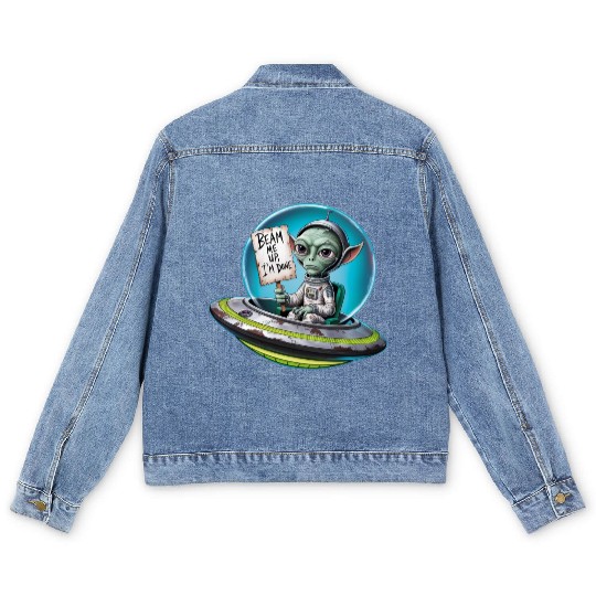 UFO Mars beam me up Allien Men's Denim Jackets