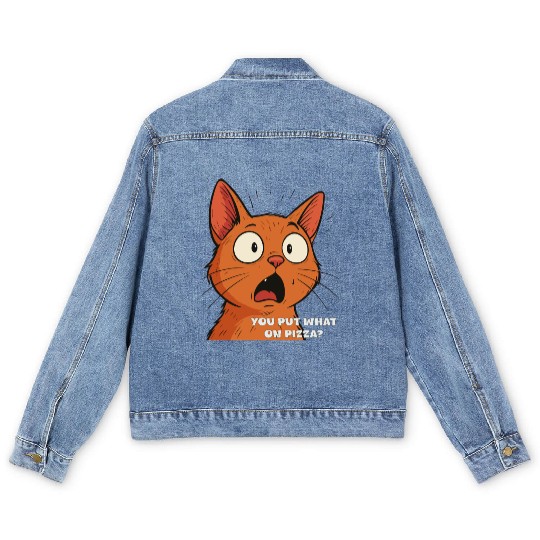 Funny Shocked Cat Meme Men's Denim Jackets