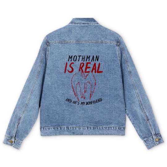 Mothman Is My Boyfriend For Cryptid Lover Men's Denim Jackets