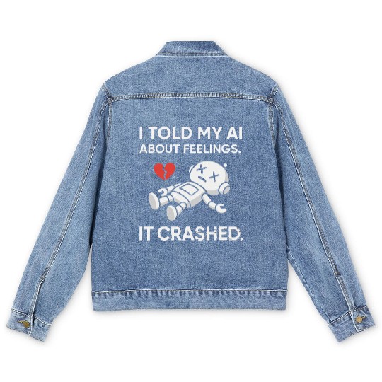 Cute & Nerdy Robot – I Told My AI About Feelings Men's Denim Jackets