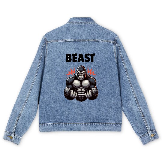 Beast Gym Gorilla – High Contrast Men's Denim Jackets"