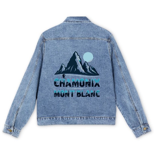 Chamonix Mont Blanc Snowboard France Men's Denim Jackets
