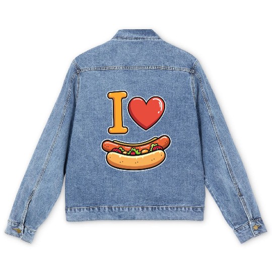 I Love Hotdogs - Fast Food Snack Fun Men's Denim Jackets