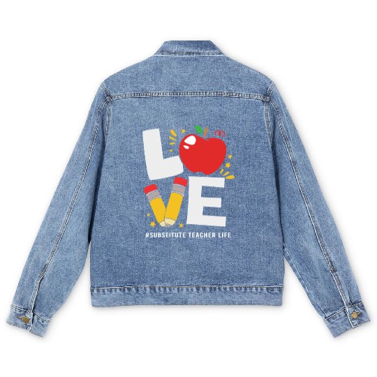 Substitute Teacher Back To School Men's Denim Jackets