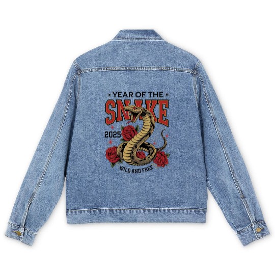 Snake Year of the Snake 2025 Tattoo Design Men's Denim Jackets