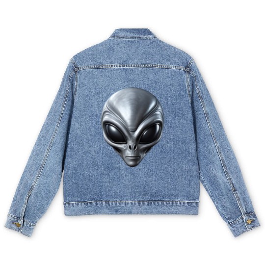Small Grey Alien Extraterrestrial ET Being Men's Denim Jackets