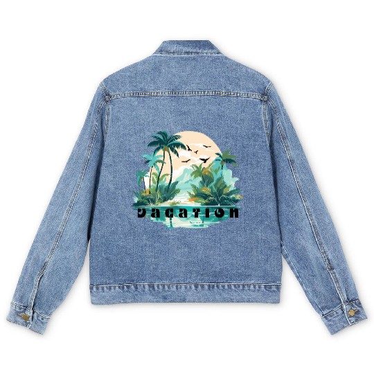 "Vacation Mode On" Men's Denim Jackets – Relaxed, Stylish & Tr
