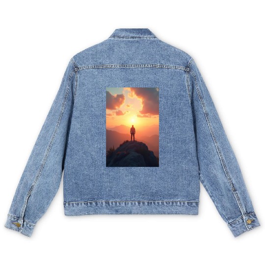 Summit of Dawn Embrace the Horizon Men's Denim Jackets