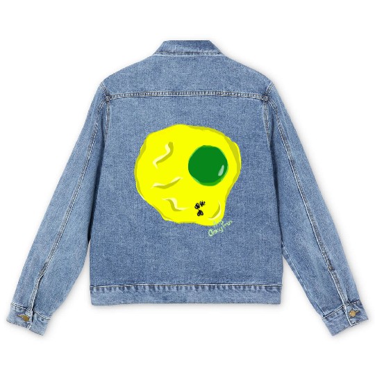Yellow and green fried egg and flies Men's Denim Jackets