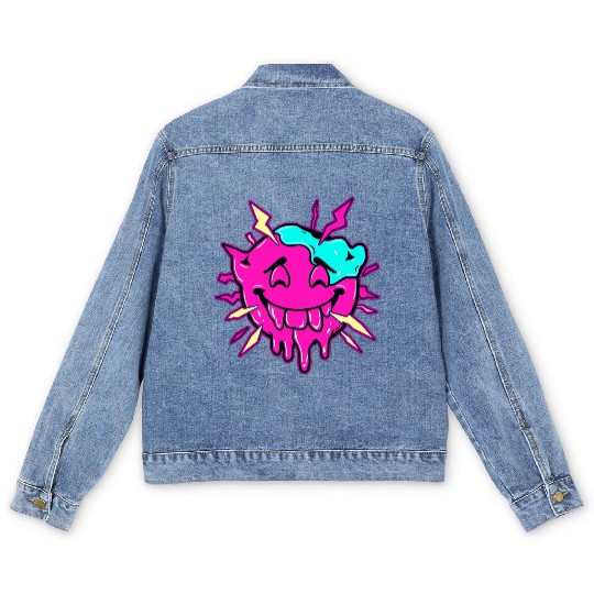 Melting Face Vaporwave Glitch Streetwear Art Men's Denim Jackets