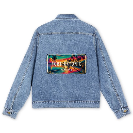 Port Antonio Jamaica - Caribbean Island Paradise Men's Denim Jackets