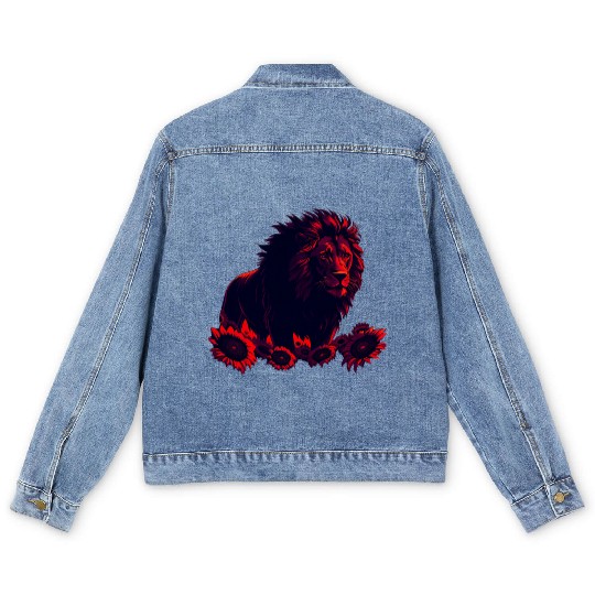 Sol the Sunflower Lion Men's Denim Jackets