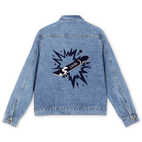 Comic Style Skateboard Men's Denim Jackets