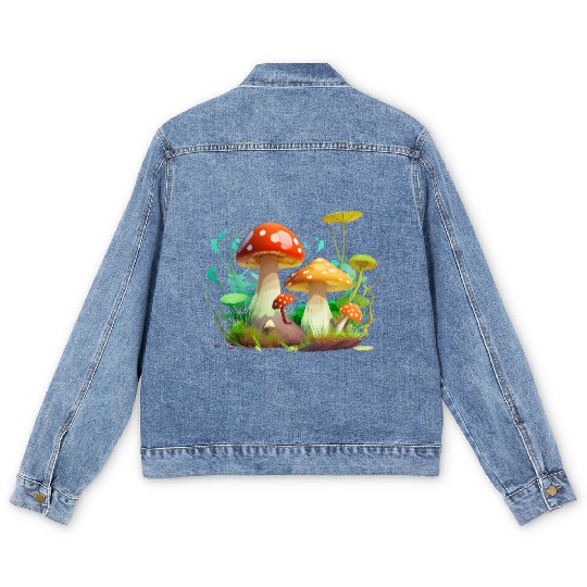 Funky Fungi – Nature’s Neon Wonder Men's Denim Jackets