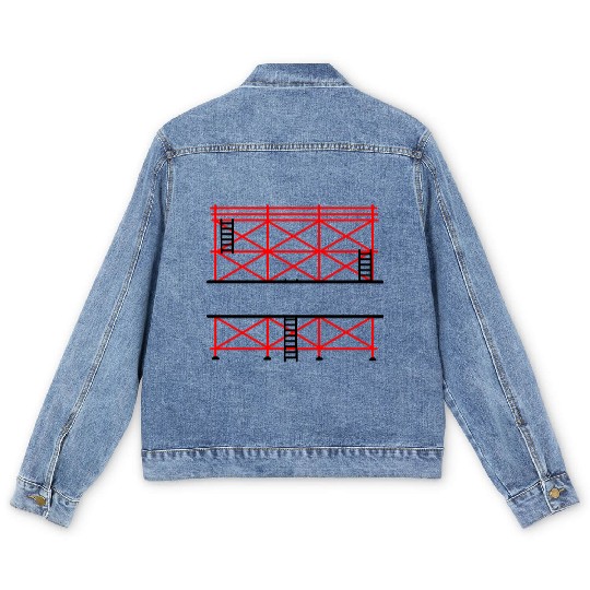 Red Scaffold Banner Company Name Men's Denim Jackets