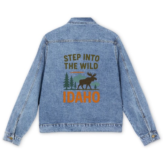Step Into The Wild - Idaho (Idaho Hiking) Men's Denim Jackets