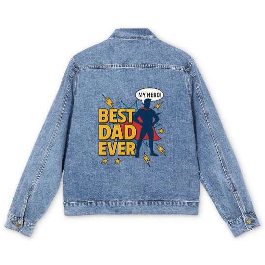 Best Dad ever superhero style Men's Denim Jackets