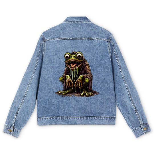 Slime Toad Monster – Creepy Hooded Swamp Creature Men's Denim Jackets