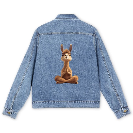 Zen Llama Meditation Serenity Gentle Peaceful Men's Denim Jackets