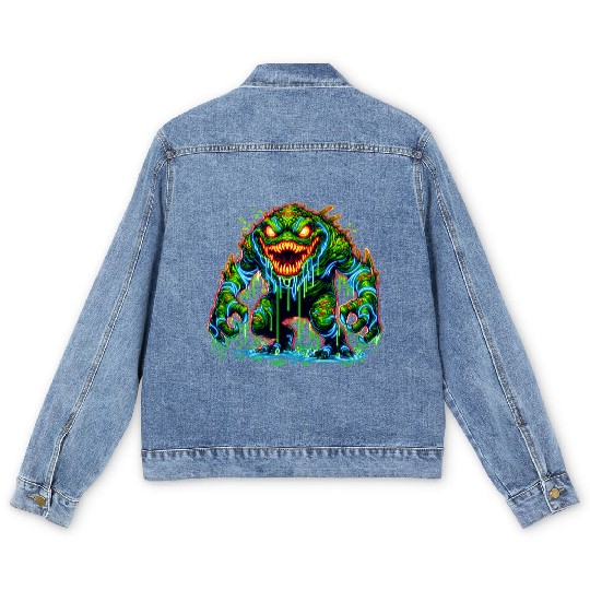Neon Swamp Beast – Toxic Terror Men's Denim Jackets