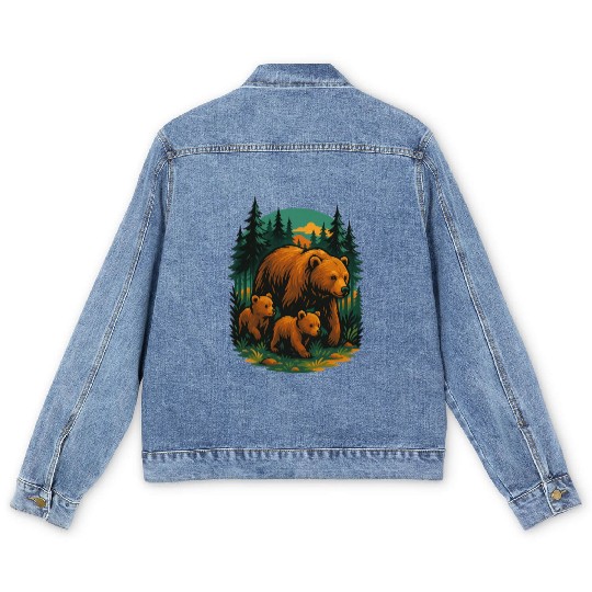 Mama Bear and Cubs Forest Men's Denim Jackets – Bold Wildlife