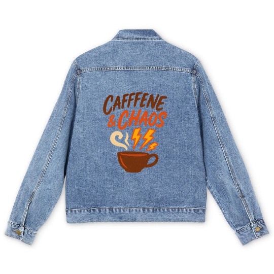 Caffeine & Chaos – Coffee Lovers Unite Men's Denim Jackets
