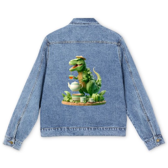 Men's Denim Jackets Tea Rex - Thé mignon et amusant Sticker