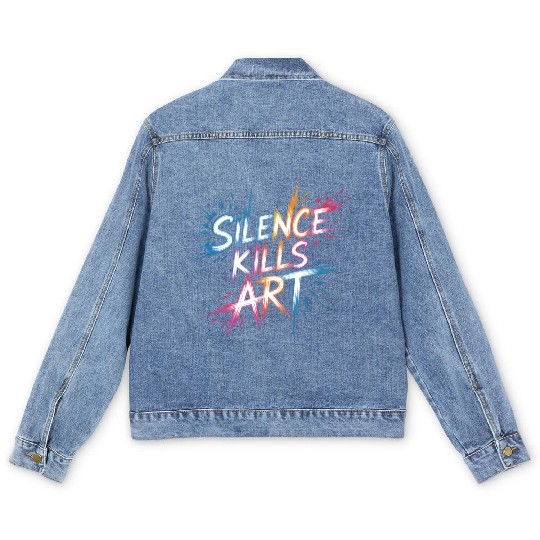 Silence Kills Art – Bold Typography Design Men's Denim Jackets