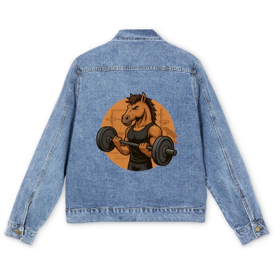 Horsepower Gains – Muscular Gym Horsa Design Men's Denim Jackets