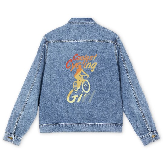 Coolest Cycling Girl Men's Denim Jackets