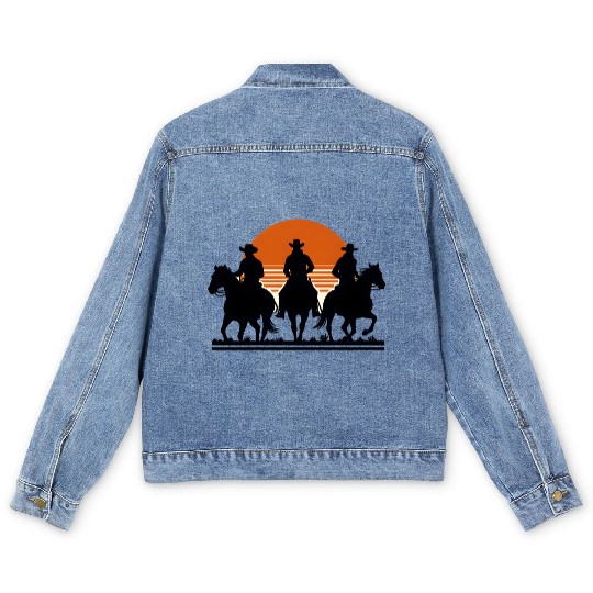 Western Riders at Sunset Men's Denim Jackets