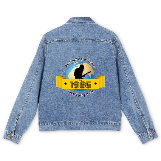 40th birthday Rocking this planet since 06/1985 Men's Denim Jackets