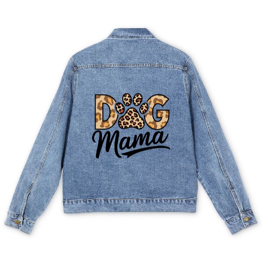 Dog Lover Leopard Print Paw Men's Denim Jackets