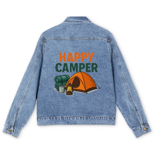 Happy Camper – Cozy Camping Vibes Men's Denim Jackets