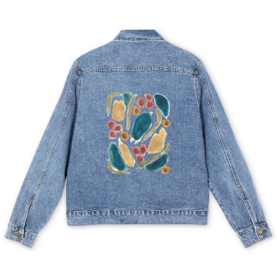 Pastel Abstract Watercolor Shapes Men's Denim Jackets