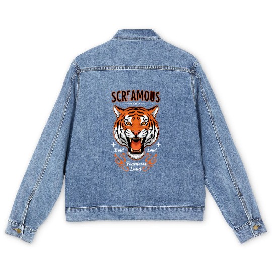 Bold, fearless, and loud tiger design Men's Denim Jackets