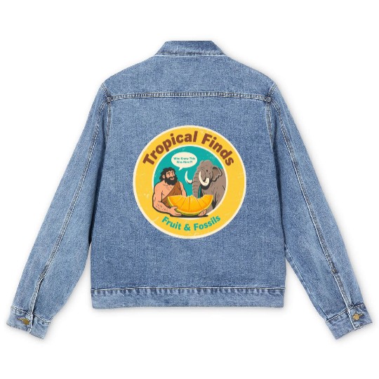 Caveman Mammoth Retro Ancient Fruit Discovery Men's Denim Jackets