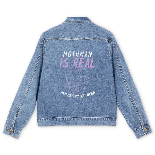 Mothman Is My Boyfriend For Cryptid Lover Men's Denim Jackets