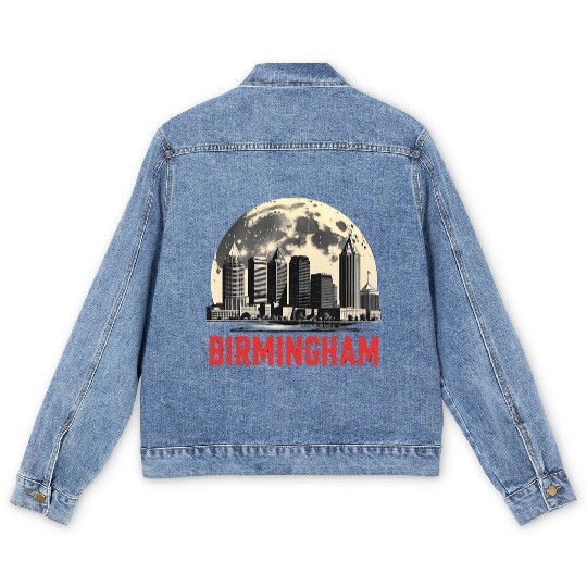 Birmingham City Albm Skyline Full Moon Men's Denim Jackets