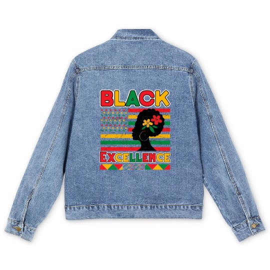 Black Pride Black Excellence Juneteenth Men's Denim Jackets