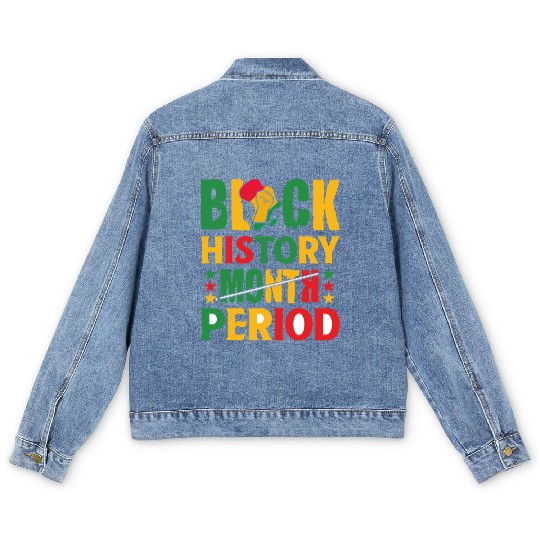 Black History Month Period Black and Proud Men's Denim Jackets
