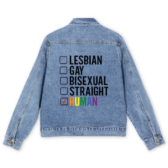 Gay Pride lesbian gay bisexual straight human Men's Denim Jackets
